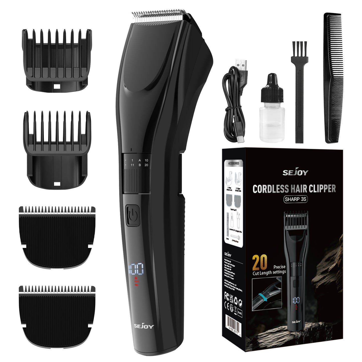 SEJOY Cordless Professional Hair Clippers Shaving Machine Men Trimmer Kit Men Cutting Machine Barber Electric shaver