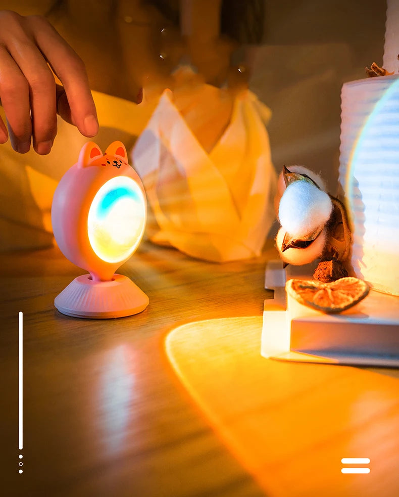 Sunset Light, Rabbit Shaped Atmosphere Lamp Adorable Animal Ambient Light USB Rechargeable LED Night Lamp for Home Decor