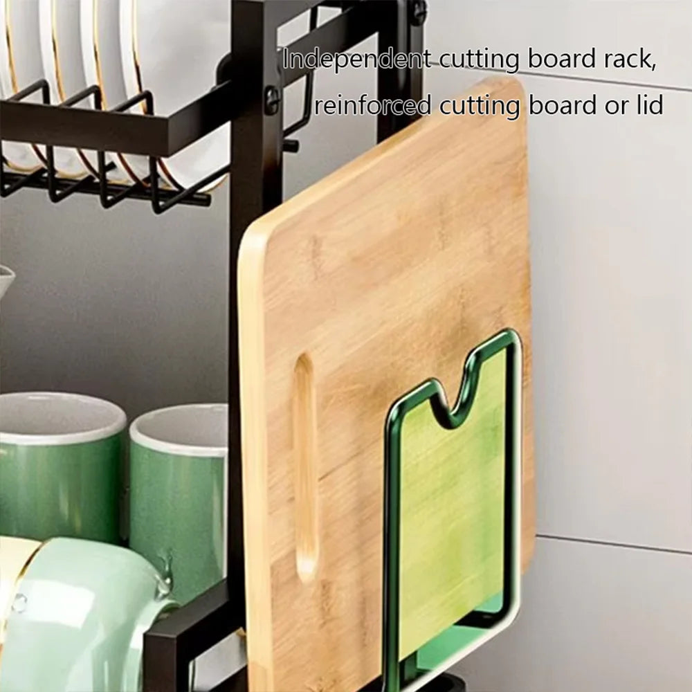 Dish Drying Rack Multifunctional Kitchen Dish Drying Rack with Drainboard, Utensil Holder & Cup Holder