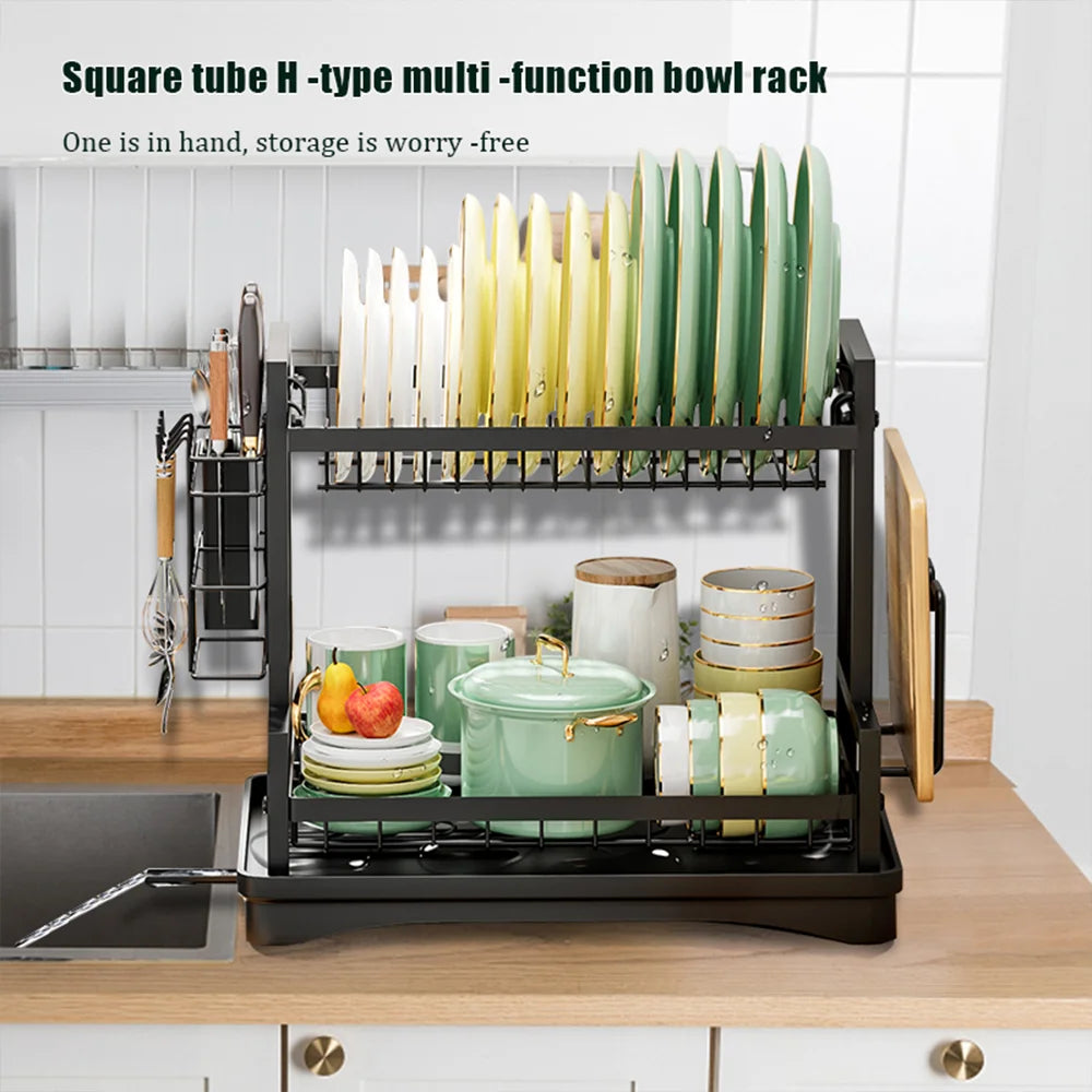 Dish Drying Rack Multifunctional Kitchen Dish Drying Rack with Drainboard, Utensil Holder & Cup Holder