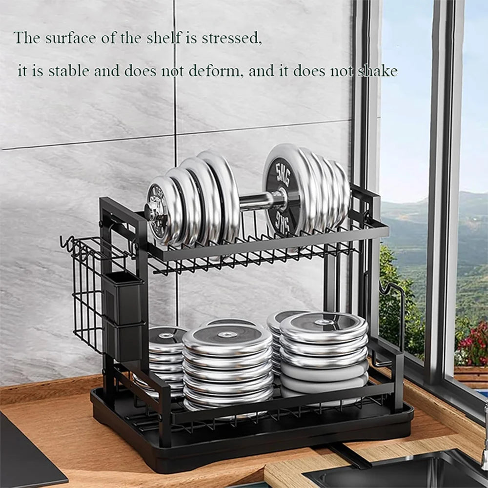 Dish Drying Rack Multifunctional Kitchen Dish Drying Rack with Drainboard, Utensil Holder & Cup Holder