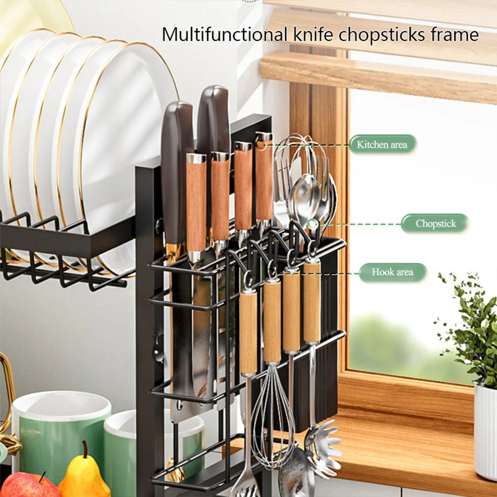 Dish Drying Rack Multifunctional Kitchen Dish Drying Rack with Drainboard, Utensil Holder & Cup Holder