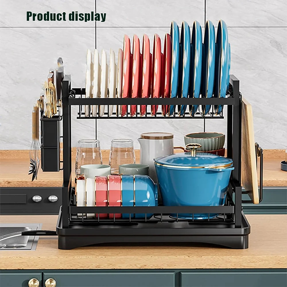 Dish Drying Rack Multifunctional Kitchen Dish Drying Rack with Drainboard, Utensil Holder & Cup Holder