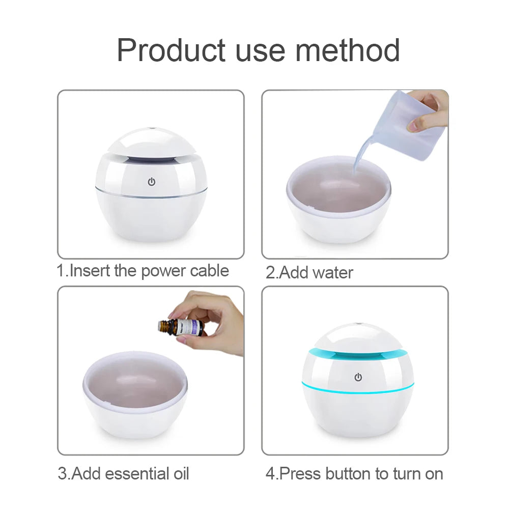 Whisper-Quiet Ultrasonic mini Diffuser for Essential Oils 100ml Air humidifier Perfect for home and Gift with LED night lights