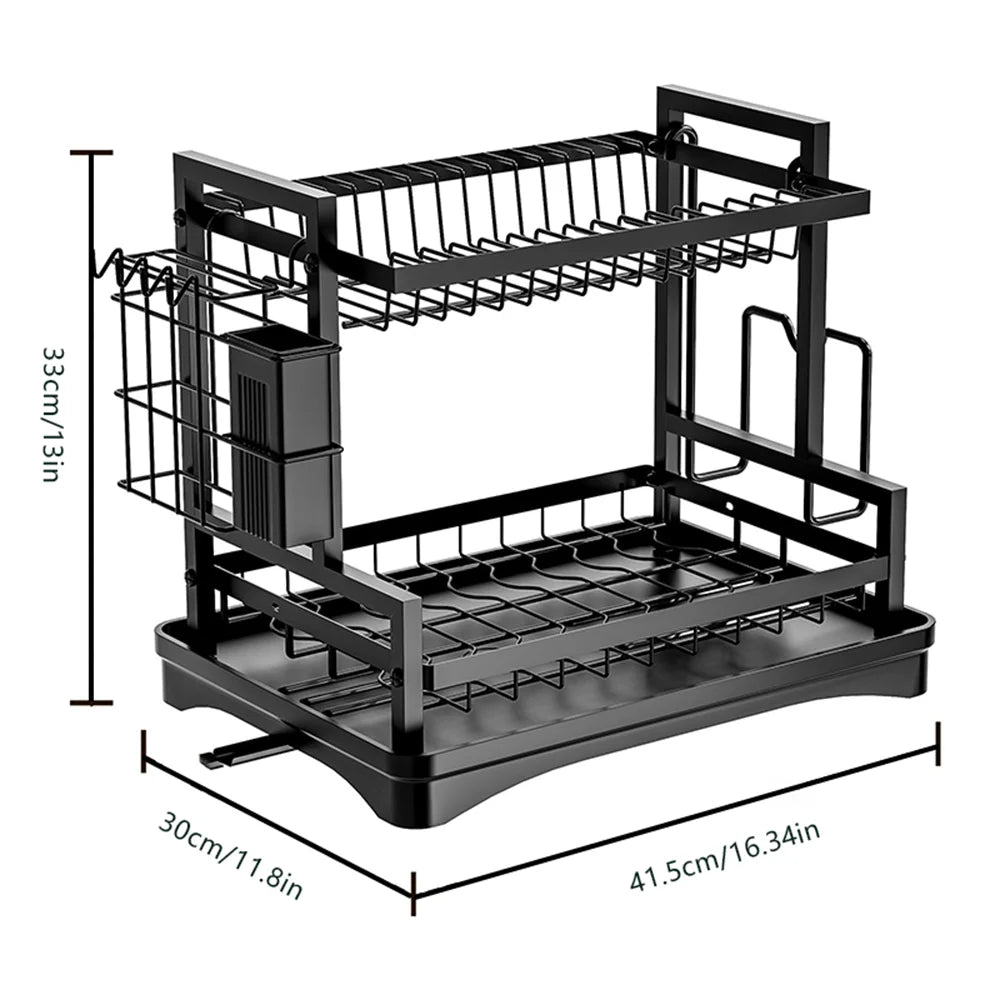 Dish Drying Rack Multifunctional Kitchen Dish Drying Rack with Drainboard, Utensil Holder & Cup Holder