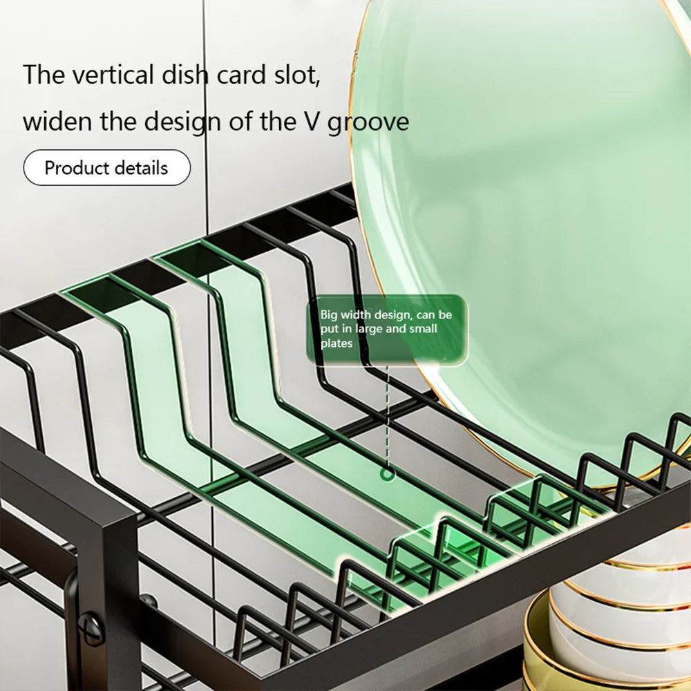 Dish Drying Rack Multifunctional Kitchen Dish Drying Rack with Drainboard, Utensil Holder & Cup Holder