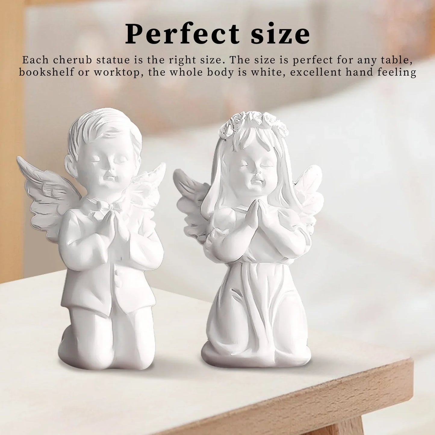 Cute Resin Fairy Girl Angel Figurine Peaceful Prayer Sculpture Desktop Ornaments Flower Fairy Angel Model Home Decoration Craft