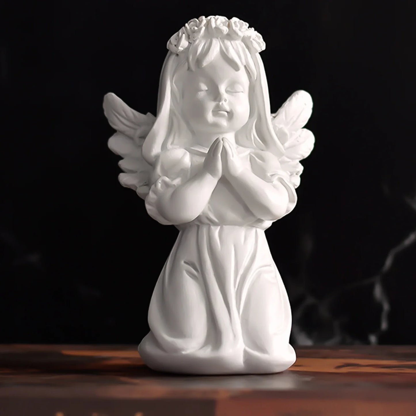 Cute Resin Fairy Girl Angel Figurine Peaceful Prayer Sculpture Desktop Ornaments Flower Fairy Angel Model Home Decoration Craft