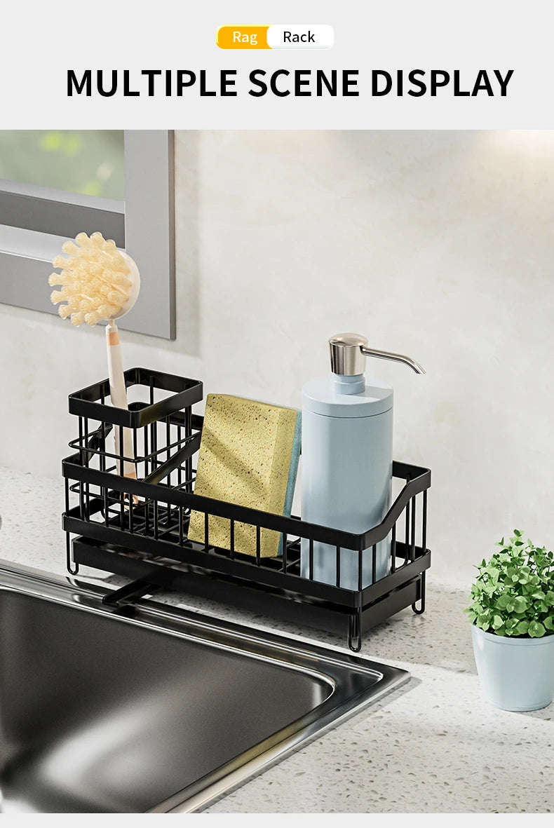 1PC,Kitchen Sink Organizer, Rustproof Non-Slip Soap Dish Dispenser Brush, Sponge Holder For Kitchen Sink, Kitchen Organization