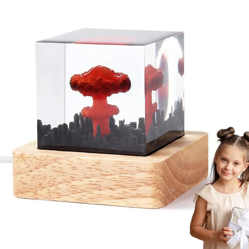 Creative Nuclear Explosions Mushroom Cloud Lamp USB Atomic Bombs Resin Night Light Home Decoration Christmas Gifts Table Lamp