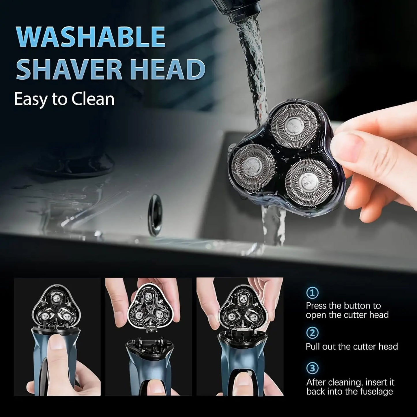 Sejoy Electric Razor for Men Foil Shaver with 3-Blade Edge Shaving Area, 7500 RPM High Speed Motor Digital Power Display Mens El
