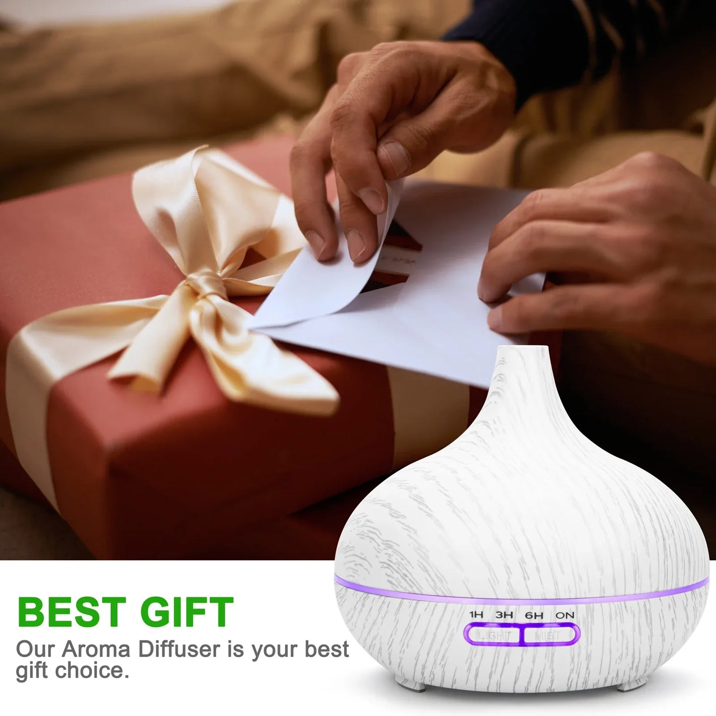 550ML Essential Oil Aroma Diffuser with 6-Bottle 10ml Oil Set, Lavender/ Jasmine/ Rose/ Lemon/ Ocean - Great for Home, Office