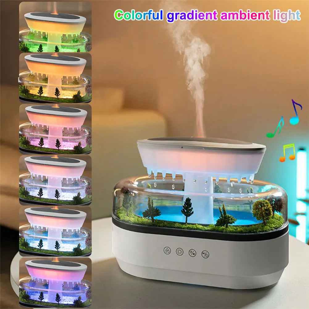 Rain Clouds Aroma Diffuser Zen Raindrops Air Humidifier Essential Oil Diffuser USB Desktop Ultrasonic Sprayer With 7 Night Light