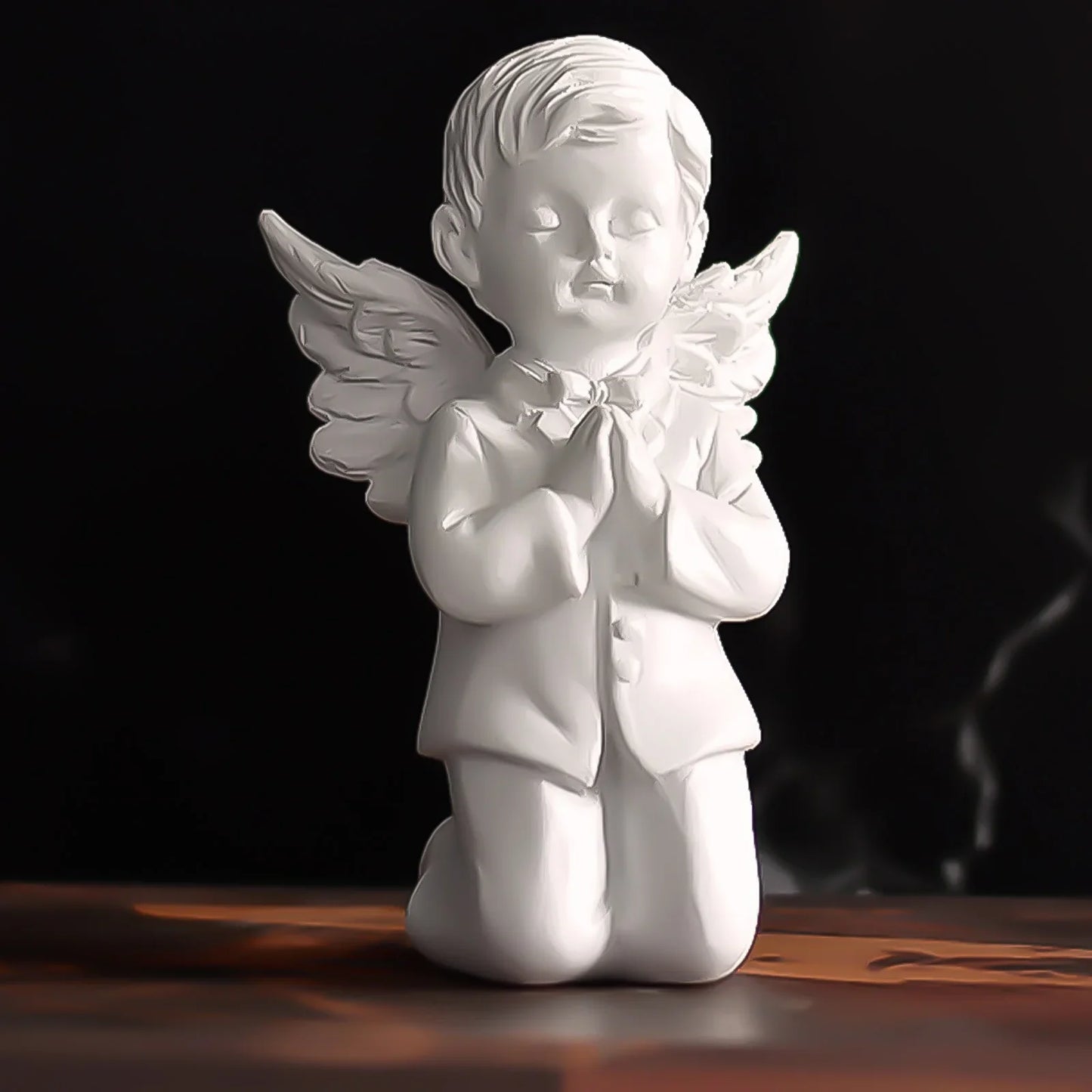 Cute Resin Fairy Girl Angel Figurine Peaceful Prayer Sculpture Desktop Ornaments Flower Fairy Angel Model Home Decoration Craft
