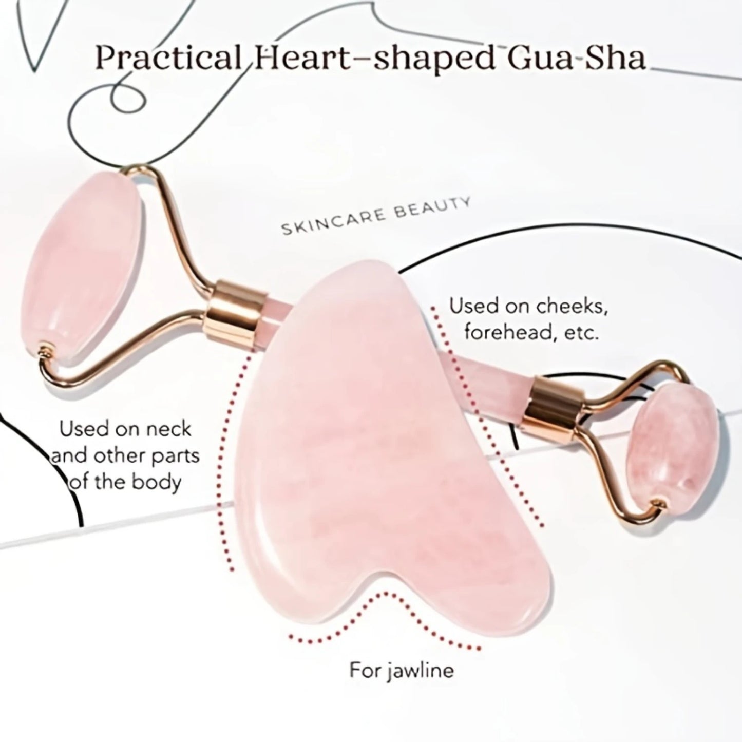 Facial Beauty Jade Roller & Gua Sha Sets for Face, Eyes, and Neck - Resin Massager to Relieve Fine Lines and Wrinkles - Natural