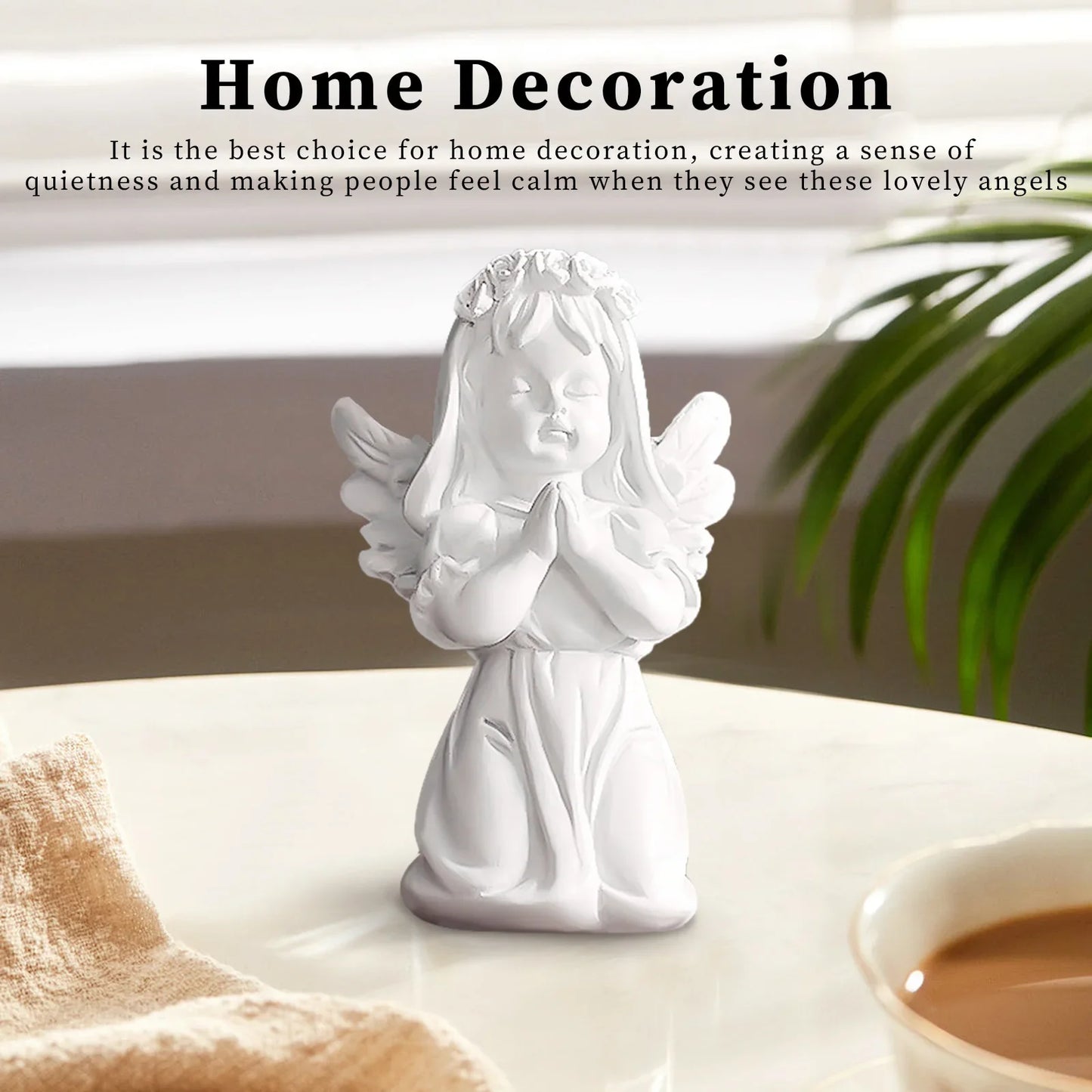Cute Resin Fairy Girl Angel Figurine Peaceful Prayer Sculpture Desktop Ornaments Flower Fairy Angel Model Home Decoration Craft