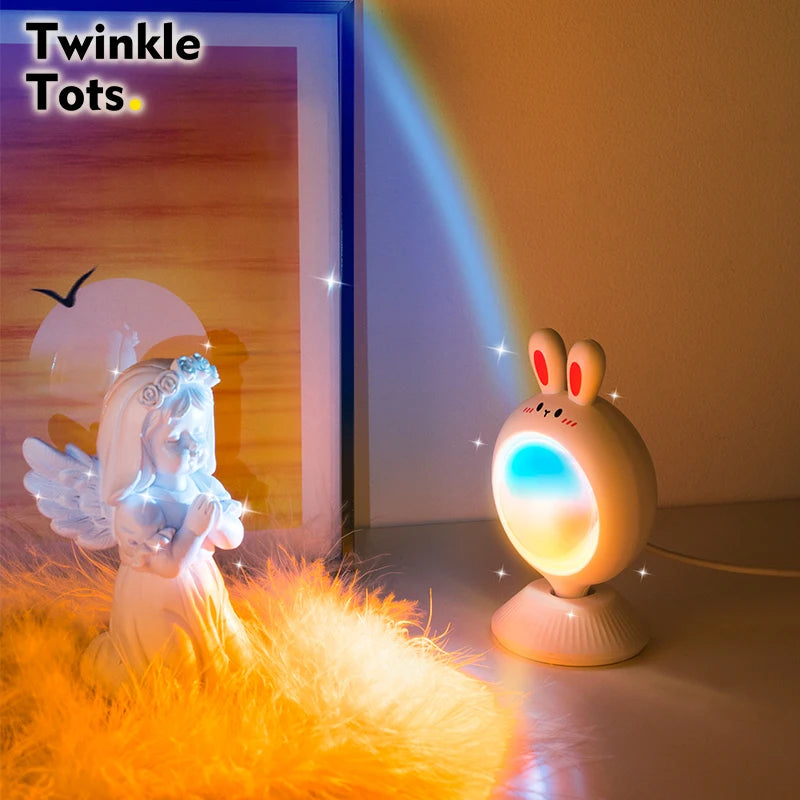 Sunset Light, Rabbit Shaped Atmosphere Lamp Adorable Animal Ambient Light USB Rechargeable LED Night Lamp for Home Decor