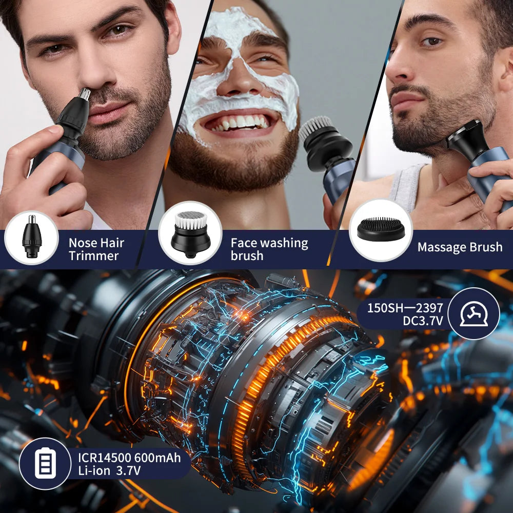 Sejoy 5 in 1 Men's Electric Razor for Men Nose Hair Trimmer Electric Hair Clipper Rechargeable with Beard Trimmer