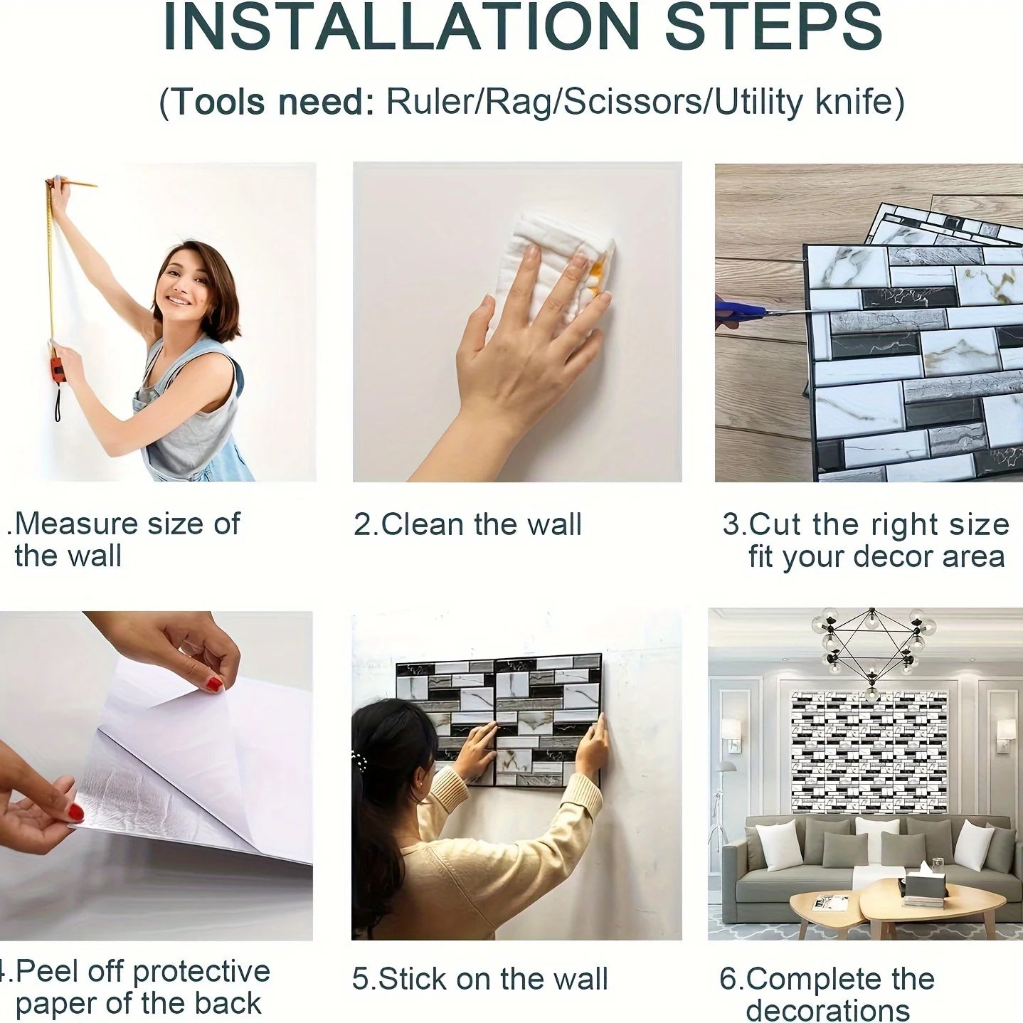 20PCS Self Adhesive Tile Wall Sticker Home Decor 3d pvc sticker Covers For Kitchen Cupboard Bathroom Waterproof Wallpaper