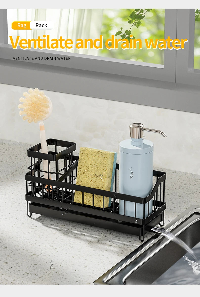 1PC,Kitchen Sink Organizer, Rustproof Non-Slip Soap Dish Dispenser Brush, Sponge Holder For Kitchen Sink, Kitchen Organization