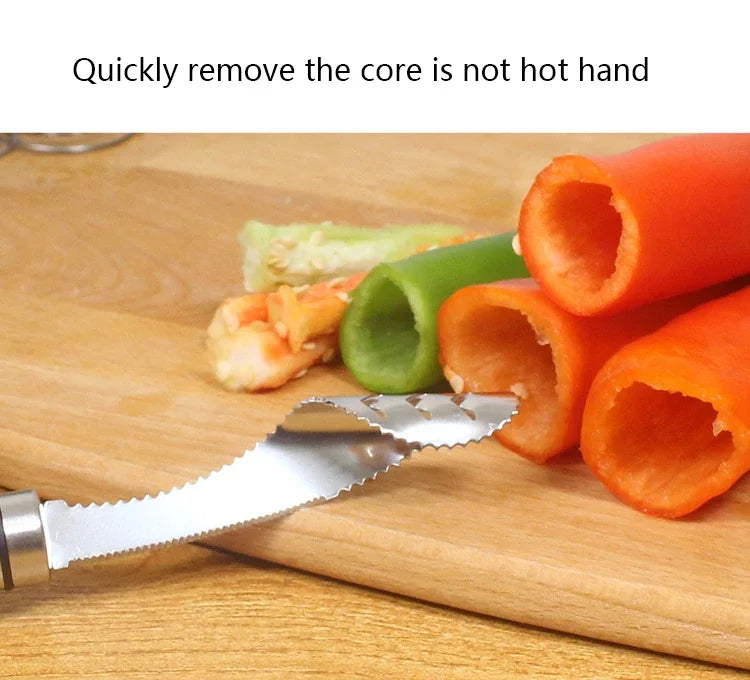 304 Stainless Steel Cored and Seeded Knife Is Suitable for Cutting Peppers Tomatoes Bitter Gourd and Melon Cores Kitchen Gadgets