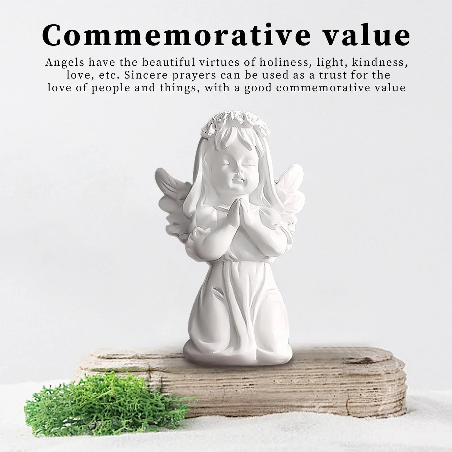 Cute Resin Fairy Girl Angel Figurine Peaceful Prayer Sculpture Desktop Ornaments Flower Fairy Angel Model Home Decoration Craft
