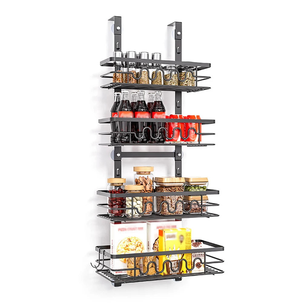 Over The Door Pantry Organizer, Metal Multi-Layer Wall Mounted Behind Door Hanging Storage Organizer Shelf for Kitchen Bathroom