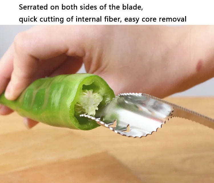 304 Stainless Steel Cored and Seeded Knife Is Suitable for Cutting Peppers Tomatoes Bitter Gourd and Melon Cores Kitchen Gadgets