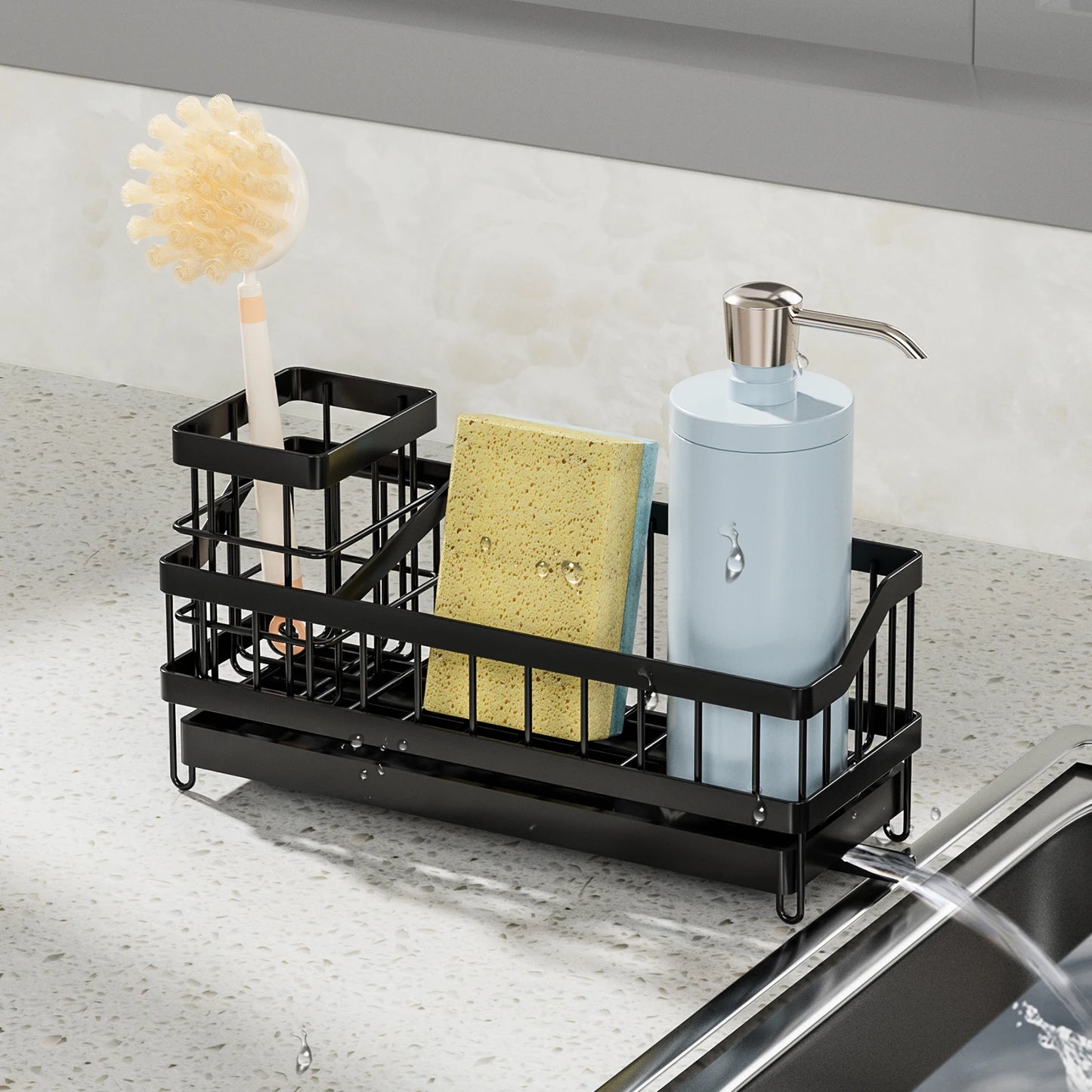 1PC,Kitchen Sink Organizer, Rustproof Non-Slip Soap Dish Dispenser Brush, Sponge Holder For Kitchen Sink, Kitchen Organization