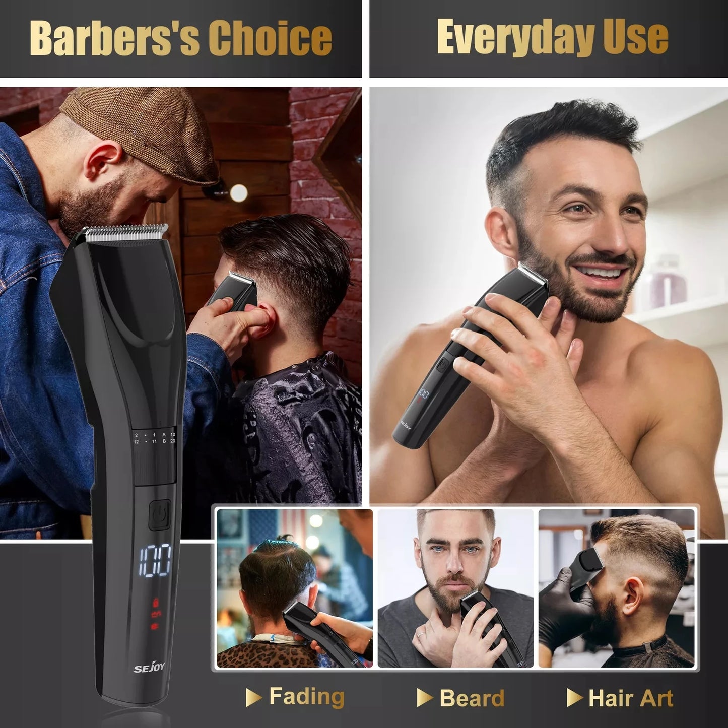 SEJOY Cordless Professional Hair Clippers Shaving Machine Men Trimmer Kit Men Cutting Machine Barber Electric shaver