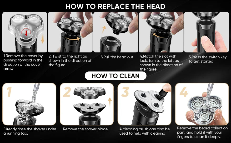 Sejoy 5 in 1 Men's Electric Razor for Men Nose Hair Trimmer Electric Hair Clipper Rechargeable with Beard Trimmer