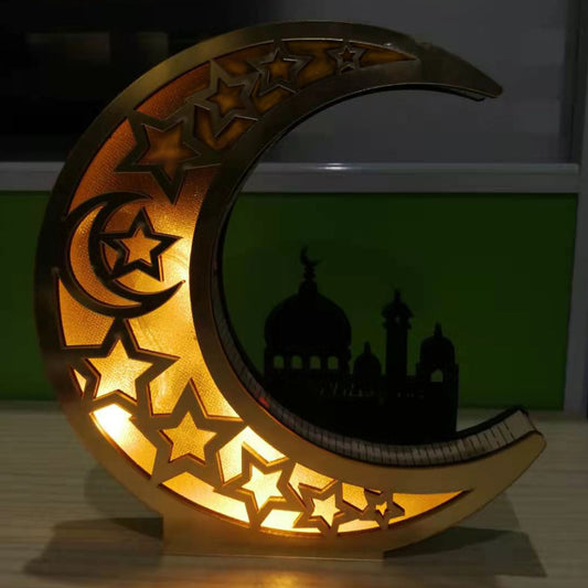 Wooden Eid Mubarak with LED Lights Crafts