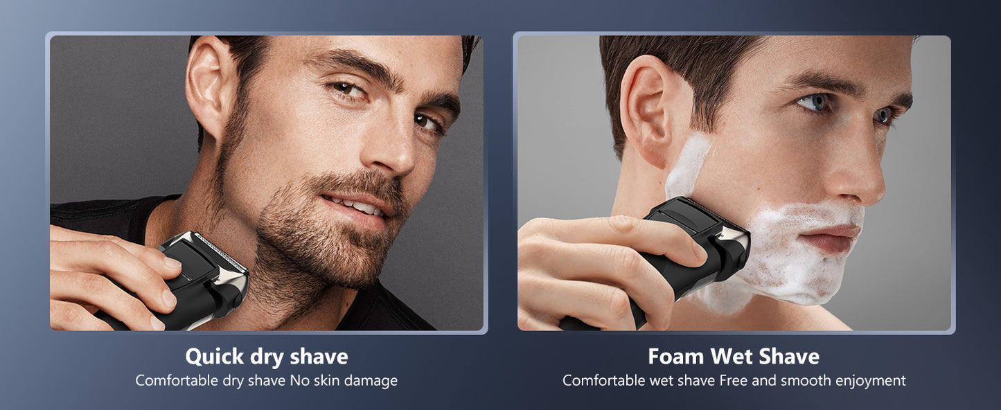 Sejoy Electric Razor for Men Foil Shaver with 3-Blade Edge Shaving Area, 7500 RPM High Speed Motor Digital Power Display Mens El