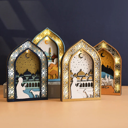 Ramadan Wooden Moon Mosque Night Light